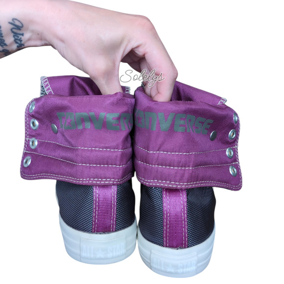 Converse CTAS 2012 RARE XHI 13 Eyelet Calf High Purple Foldover Sneaker Womens 7 - Picture 8 of 13